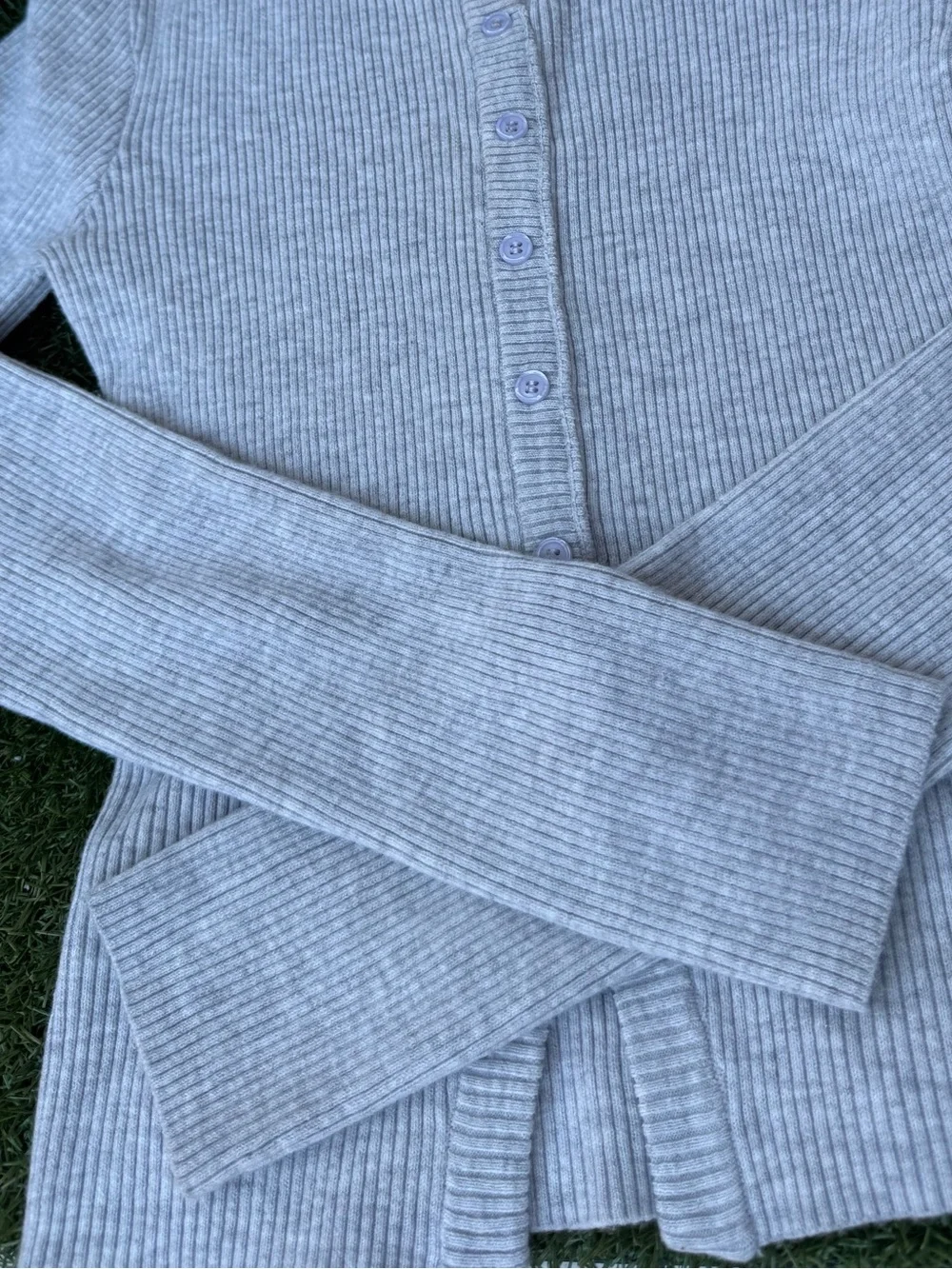Princess Polly Suzu Long Sleeve Knit Top Grey Ribbed Button-Front Sweater Sz s - Picture 15 of 15